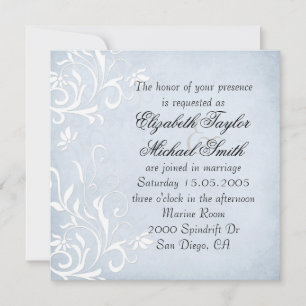 Luxury Elegant Light Blue Floral Wedding Invite