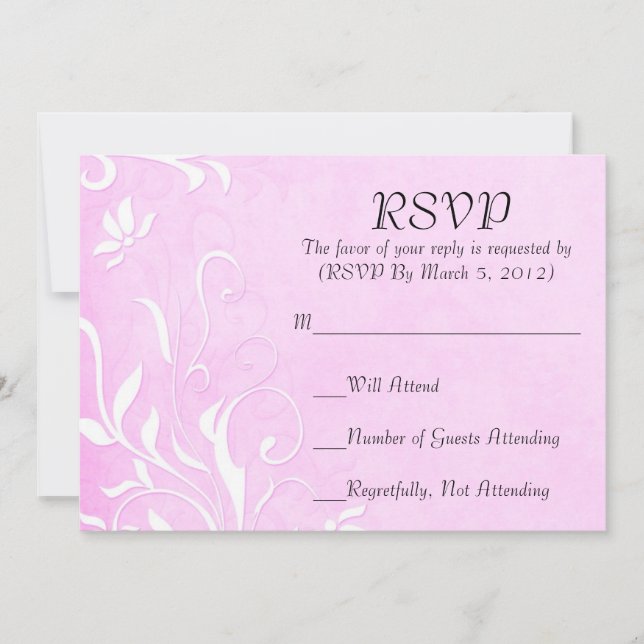 Luxury Elegant Light Violet Floral RSVP card (Front)