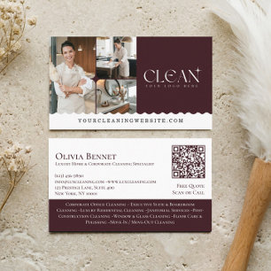 Luxury Elegant Maid House Cleaning Photo QR Code Business Card