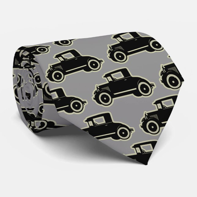 Luxury Elegant Modern Black Gold Car Tie (Rolled)