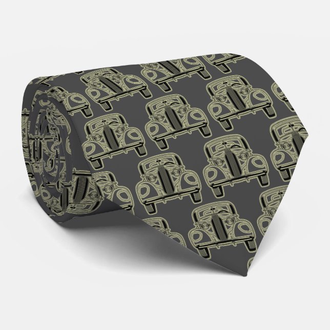 Luxury Elegant Modern Black Gold Car Tie (Rolled)