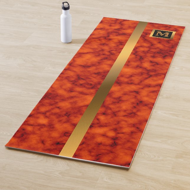 Luxury Elegant Modern Black Gold Marble Yoga Mat (In Situ)