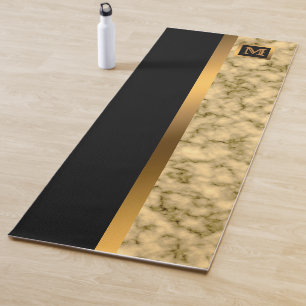 Luxury Elegant Modern Black Gold Marble Yoga Mat