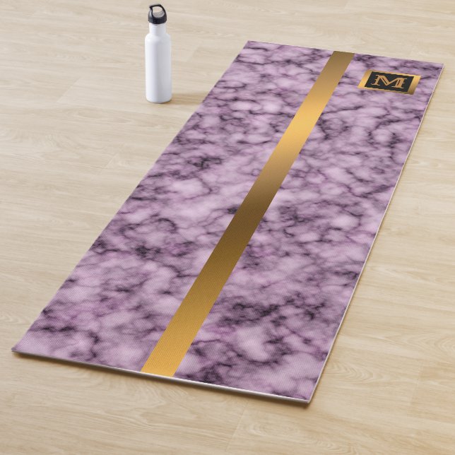 Luxury Elegant Modern Black Gold Marble Yoga Mat (In Situ)