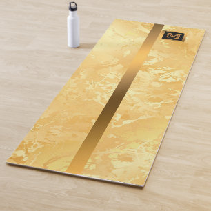 Luxury Elegant Modern Black Gold Marble Yoga Mat