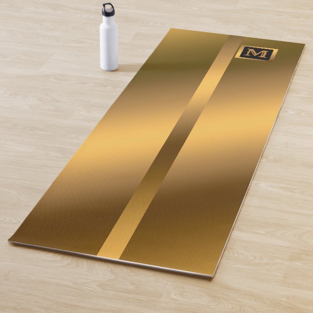 Luxury Elegant Modern Black Gold Marble Yoga Mat (In Situ)