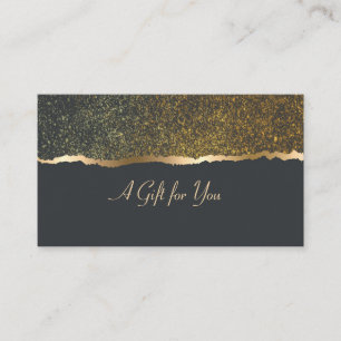 Luxury Elegant Modern Gold Confetti Border Black Discount Card
