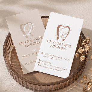 Luxury Elegant Monogram Tooth Dental Practice  Business Card