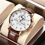 Luxury Elegant Monogram with Initials white<br><div class="desc">Create your own custom brand luxury watch. Timeless elegant watch dial design with fine indexes. Add your own custom monogram, custom name, designer name, initials, year of birth, logo, icon, photo image, etc. Sophisticated presence of modern minimalist style with elegant script typography template. Luxurious watch for him. Make it a...</div>
