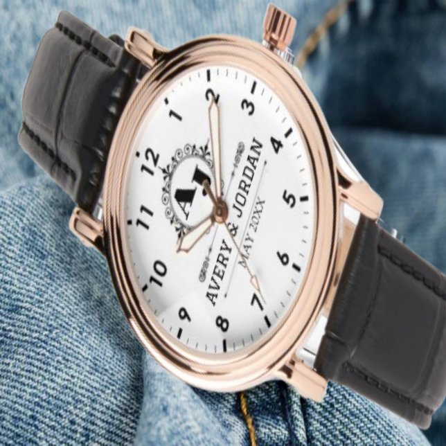 Luxury Elegant Monogram with Initials white Watch (Creator Uploaded)