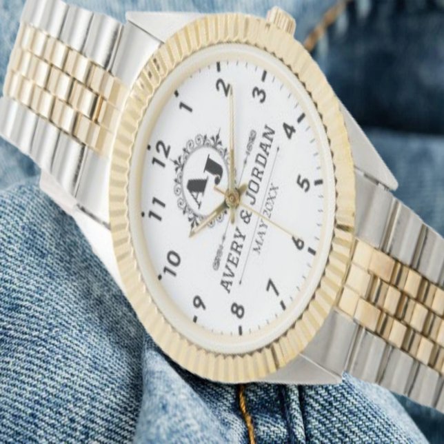 Luxury Elegant Monogram with Initials white Watch (Creator Uploaded)