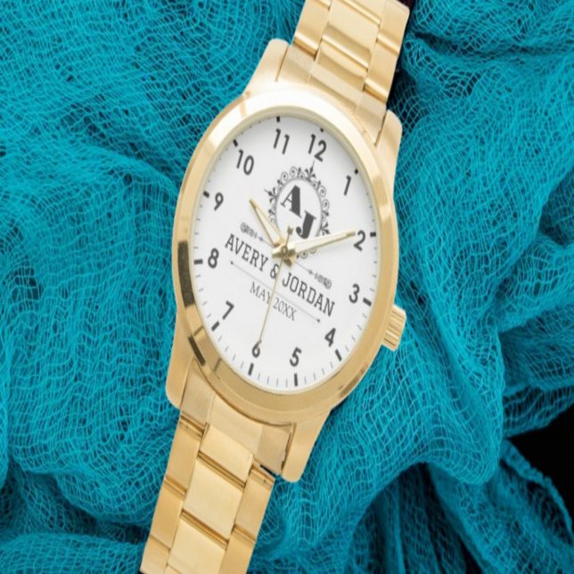 Luxury Elegant Monogram with Initials white Watch (Creator Uploaded)