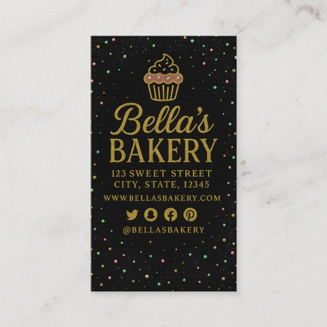 Luxury Elegant Pastry Bakery Business Card (Front)