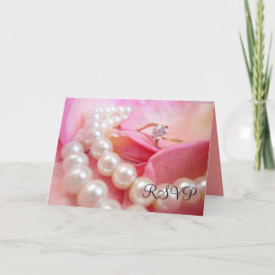 Luxury Elegant Pearls Wedding Ring RSVP card