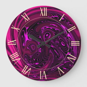 Luxury Elegant Pink Dragon Horse Abstract Large Clock
