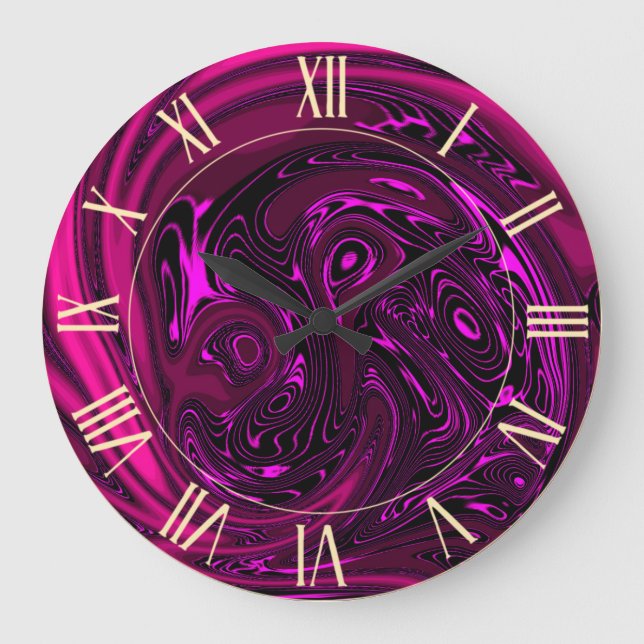 Luxury Elegant Pink Dragon Horse Abstract Large Clock (Front)