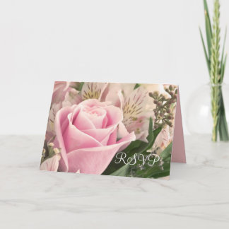 Luxury Elegant Pink Flowers Bouquet RSVP card
