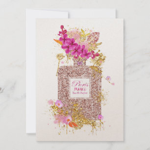 Luxury Elegant Pink Glitter Perfume 1 Invitation