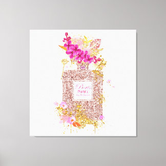 Luxury Elegant Pink Glitter Perfume Canvas Print