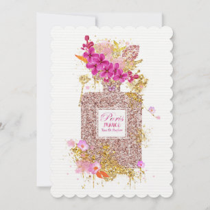 Luxury Elegant Pink Glitter Perfume Invitation