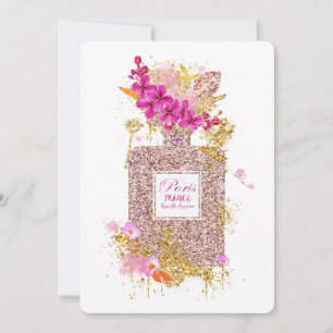Luxury Elegant Pink Glitter Perfume Invitation