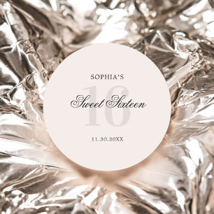 Luxury Elegant Pink Sweet 16 Classic Round Sticker