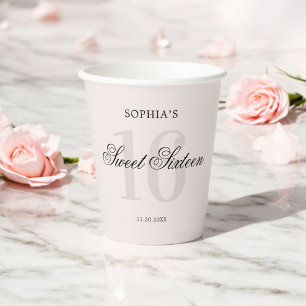 Luxury Elegant Pink Sweet 16 Paper Cups