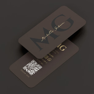 Luxury Elegant Professional Initials Espresso Business Card