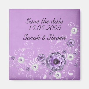 Luxury Elegant Purple Dream Floral Save the date Magnet