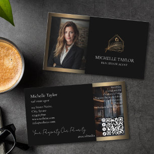 Luxury Elegant Real Estate Realtor Photo Gold Business Card