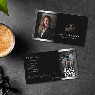 Luxury Elegant Real Estate Realtor Photo Gold Business Card