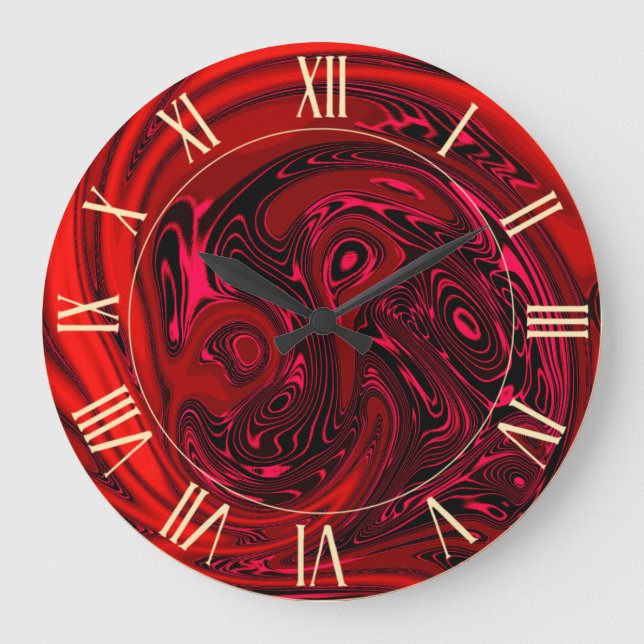 Luxury Elegant Red Dragon Horse Abstract Large Clock (Front)