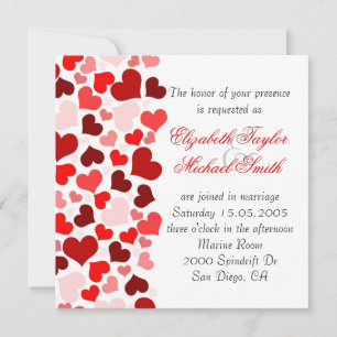Luxury Elegant Red Hearts Wedding Invite