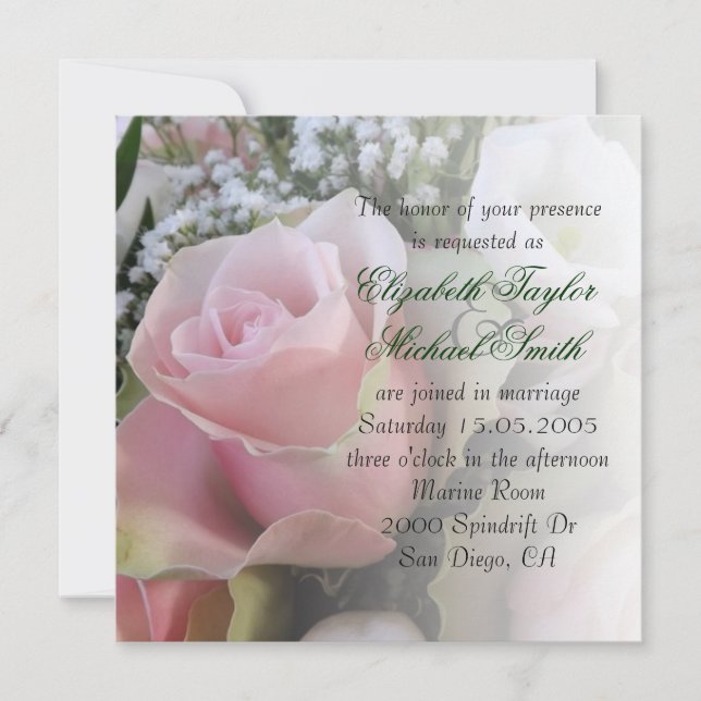Luxury Elegant Rose Spring Bouquet Wedding Invite (Front)
