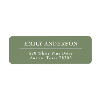 Luxury Elegant Sage Green White Return Address