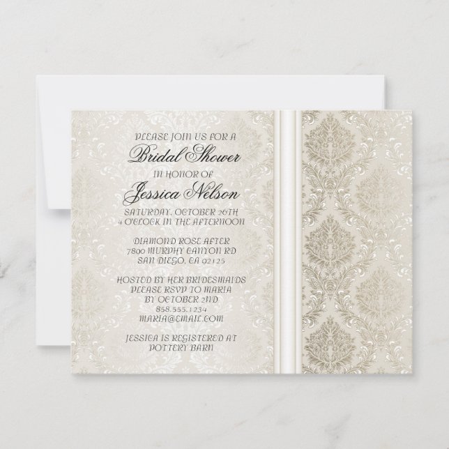 Luxury Elegant Silver Bridal Invite (Front)