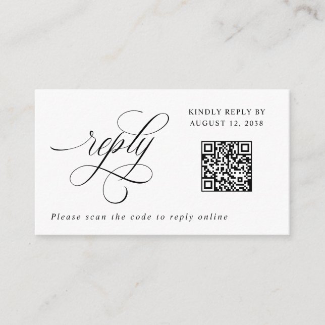 Luxury Elegant Small RSVP QR Code Wedding Reply En Enclosure Card (Front)