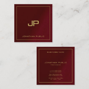 Luxury Elegant Template Gold Text Monogram Square Business Card