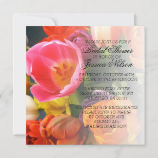 Luxury Elegant Tulips Bouquet Shower Invite