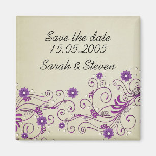 Luxury Elegant Vintage Swirls Floral Save the date Magnet