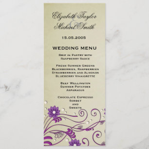 Luxury Elegant Vintage Swirls Floral Wedding Menu