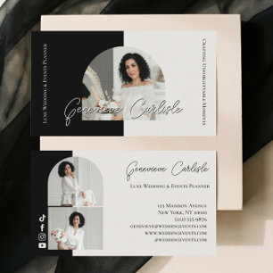 Luxury Elegant Wedding Events Planner Black Script Business Card