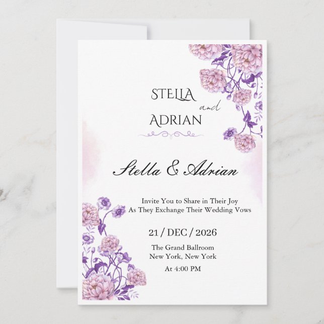 Luxury Elegant Wedding Invitation Template | Minim (Front)
