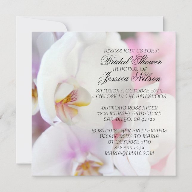 Luxury Elegant White Orchid Invite (Front)