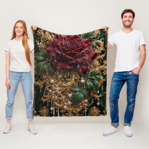 Luxury Emerald Baroque Sherpa Blanket