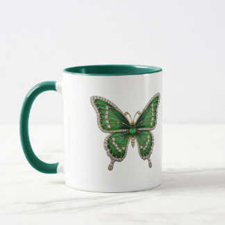 Luxury Emerald & Diamond Butterfly Mug
