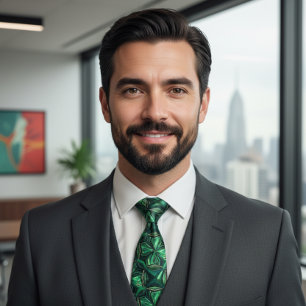 Luxury Emerald Gemstone Geometric Pattern Tie