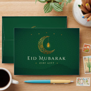 Luxury Emerald Gold Crescent Moon Eidi Envelopes