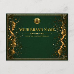 Luxury Emerald Gold Jewellery Packing Slip Card