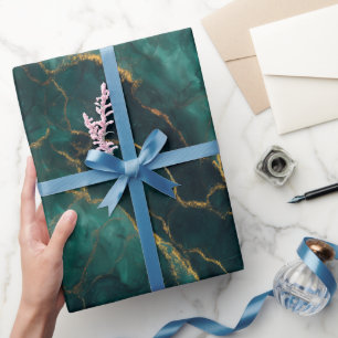 Luxury Emerald Gold Marble Green Abstract Pattern Wrapping Paper